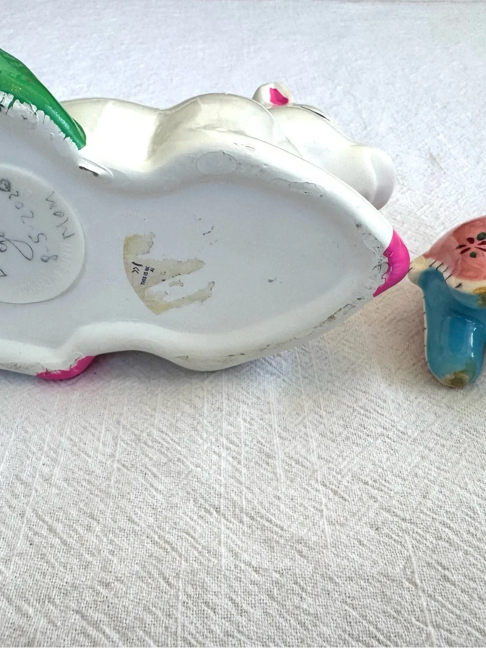 Vintage Elephant Salt Shaker and a Unicorn Piggy Bank. Ceramic Kitsch.